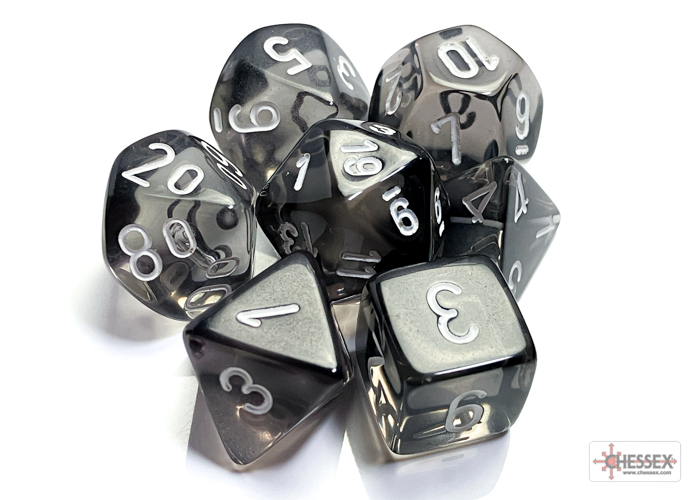 Translucent Smoke/white Polyhedral 7-Dice Set - CHX23078